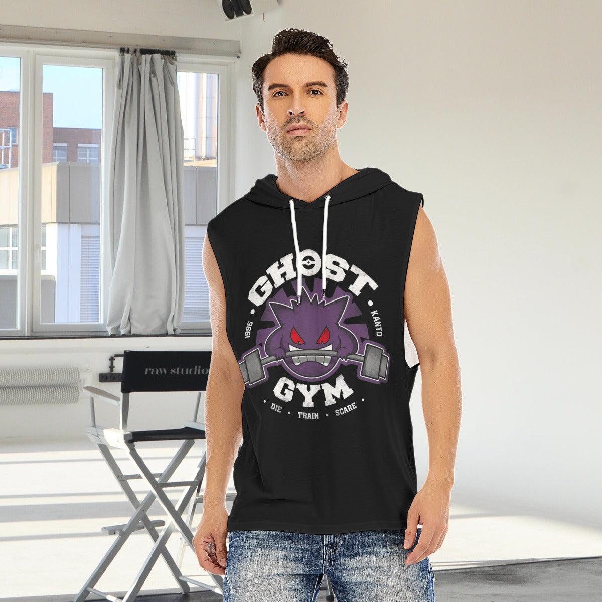 Gengar Ghost Gym Custom Men's Hooded Tank Top