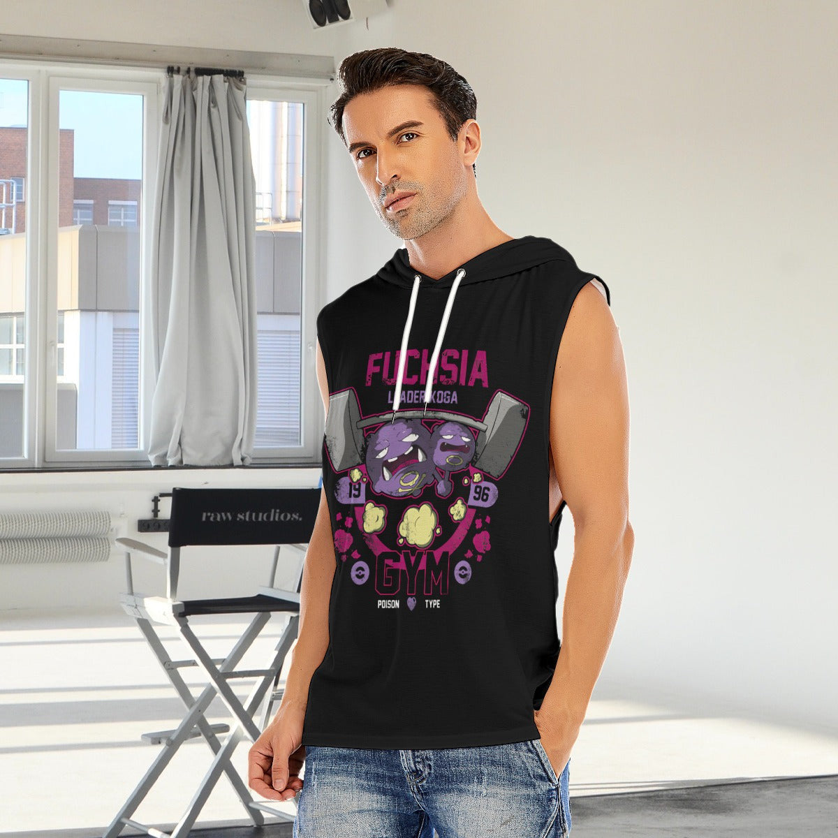 Fuchsia Gym Custom Men's Hooded Tank Top