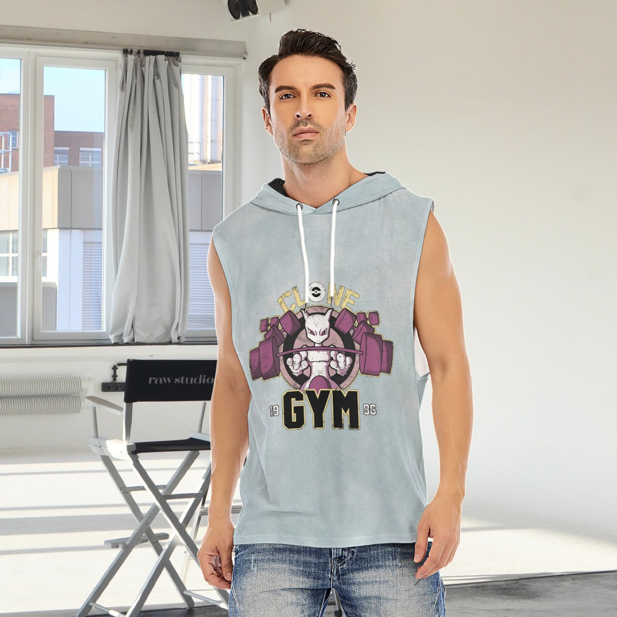 Mewtwo Clone Gym Blast Texture Ocean Custom Hooded Tank Top