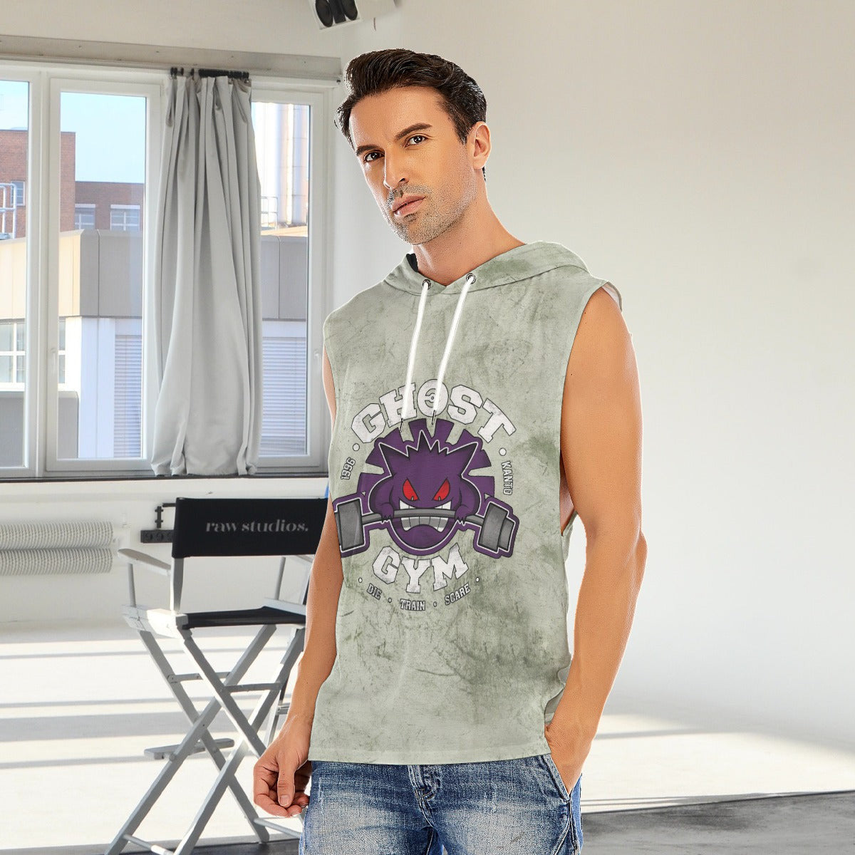 Gengar Ghost Gym Blast Texture Fern Custom Hooded Tank Top