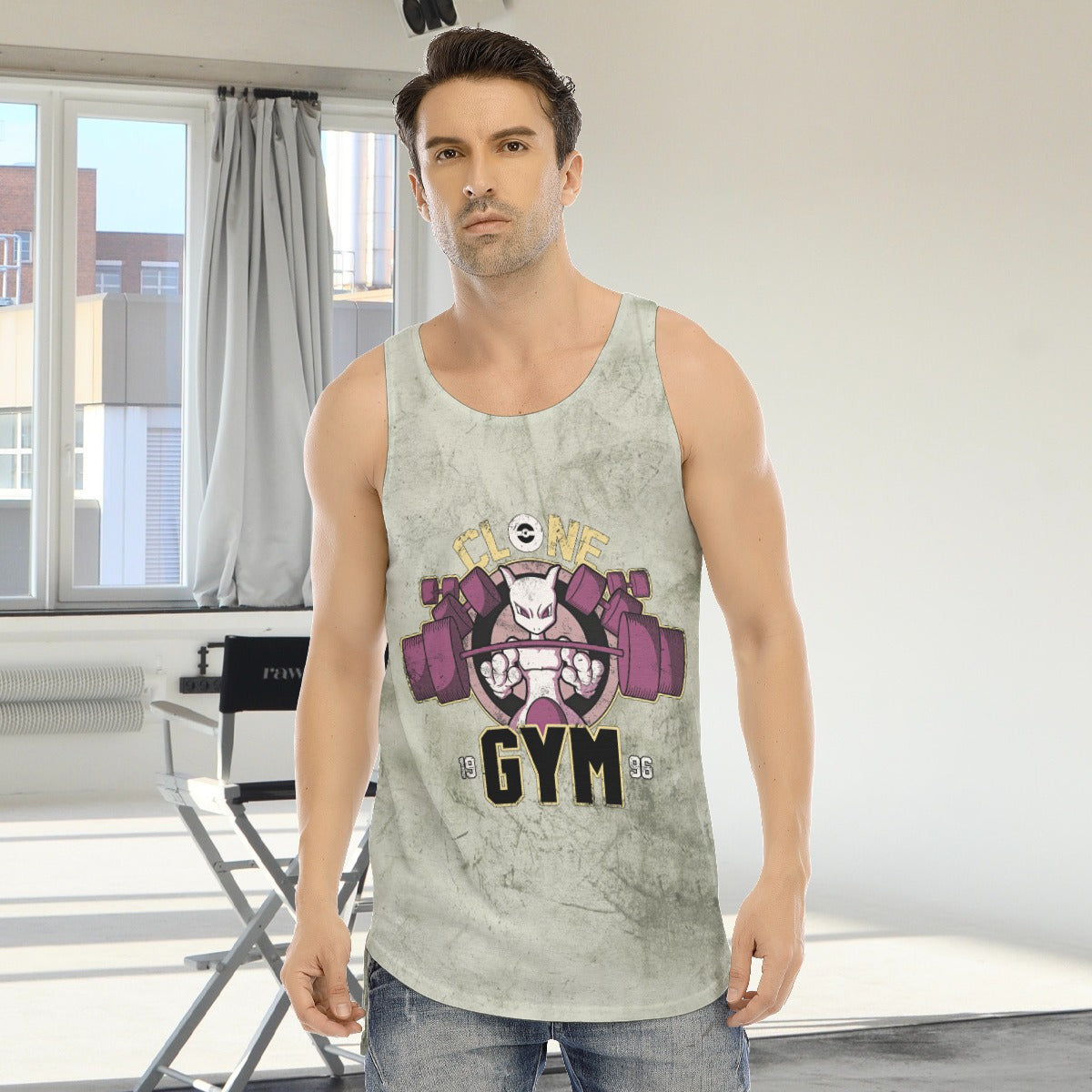 Mewtwo Clone Gym Blast Texture Fern Custom Tank Top