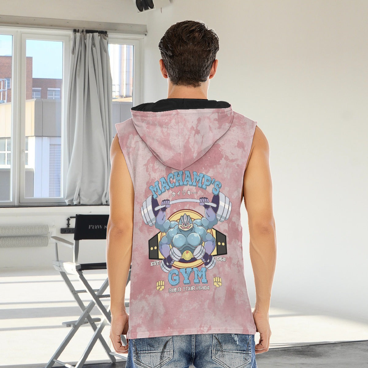 Machamp Gym Blue Blast Texture Clay Custom Hooded Tank Top