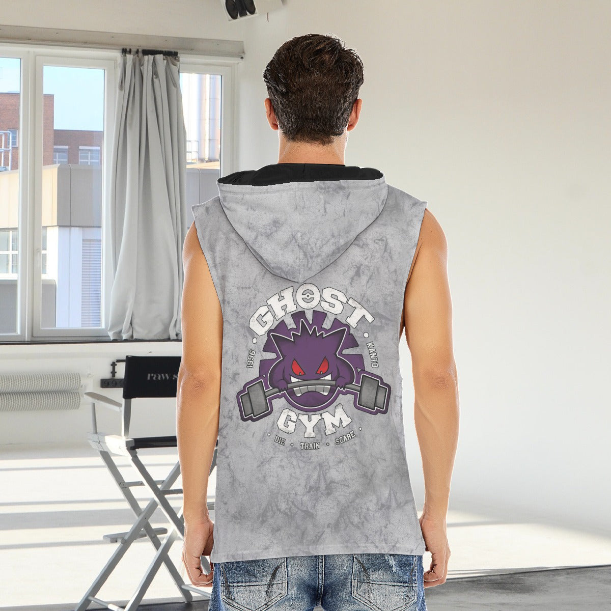 Gengar Ghost Gym Blast Texture Smoke Custom Hooded Tank Top