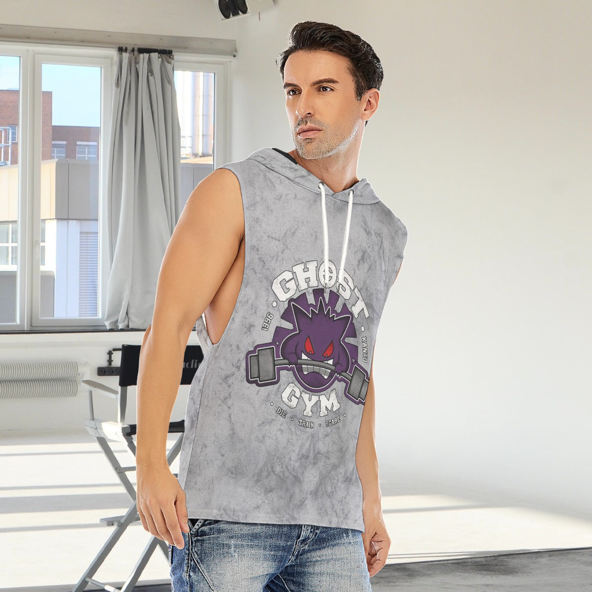 Gengar Ghost Gym Blast Texture Smoke Custom Hooded Tank Top