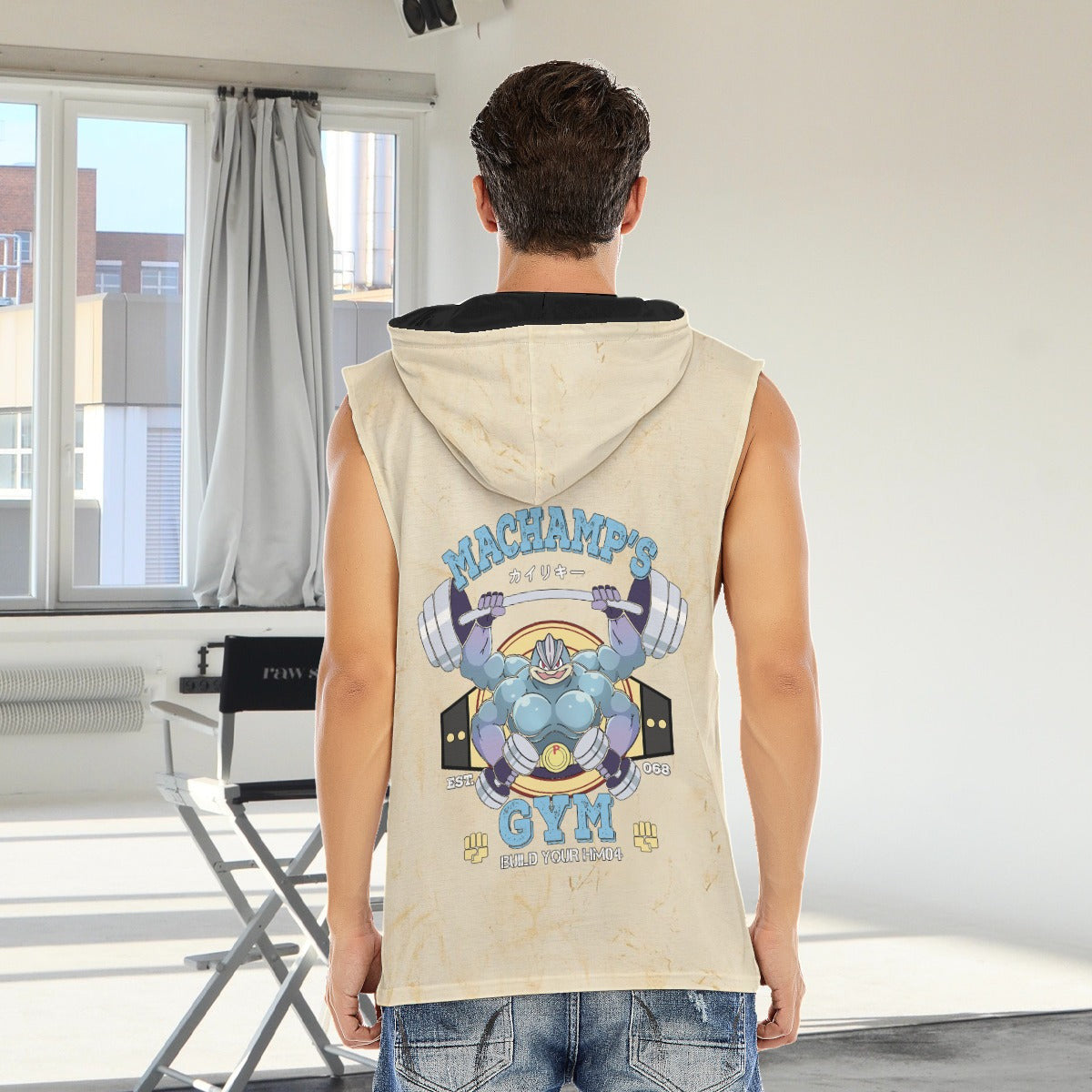 Machamp Gym Blue Blast Texture Citrine Custom Hooded Tank Top