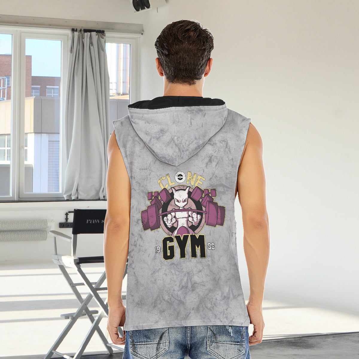 Mewtwo Clone Gym Blast Texture Smoke Custom Hooded Tank Top