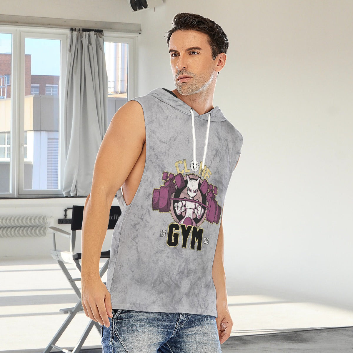 Mewtwo Clone Gym Blast Texture Smoke Custom Hooded Tank Top