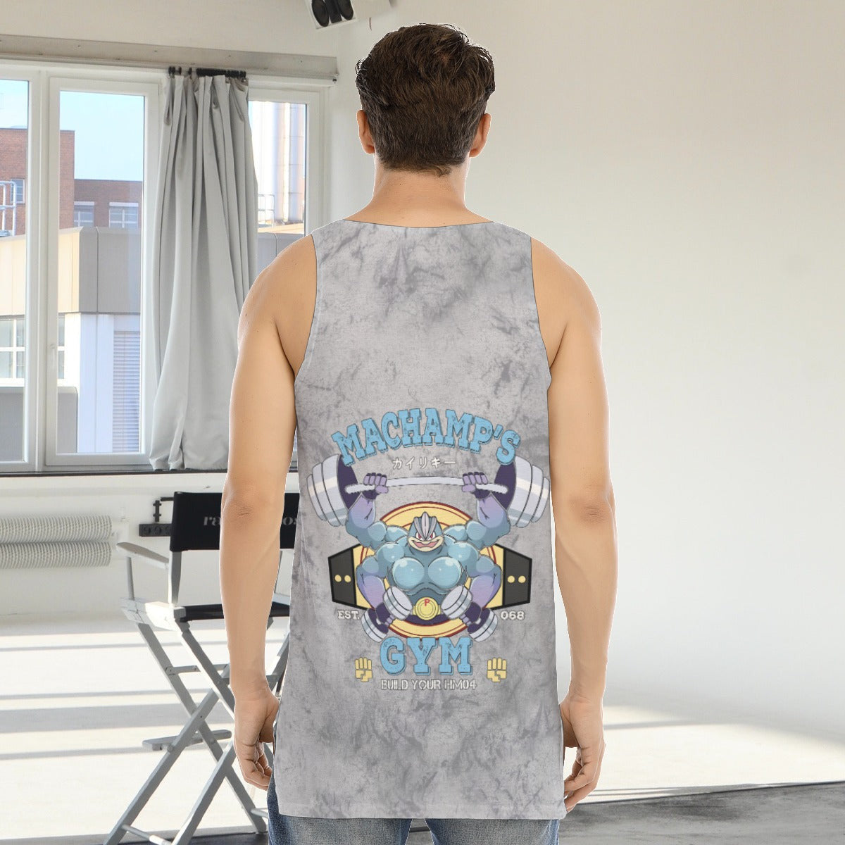 Machamp Gym Blue Blast Texture Smoke Custom Tank Top