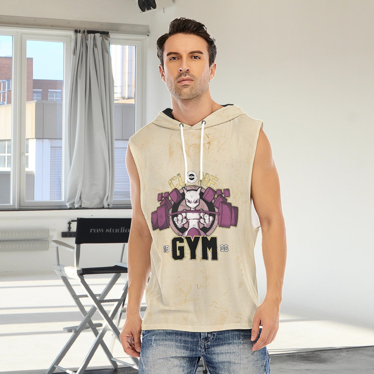 Mewtwo Clone Gym Blast Texture Citrine Custom Hooded Tank Top