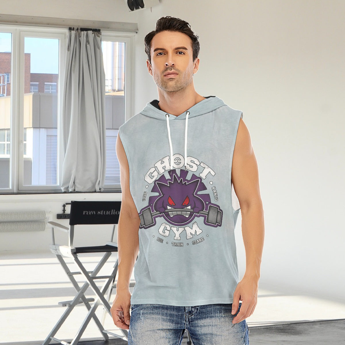 Gengar Ghost Gym Blast Texture Ocean Custom Hooded Tank Top