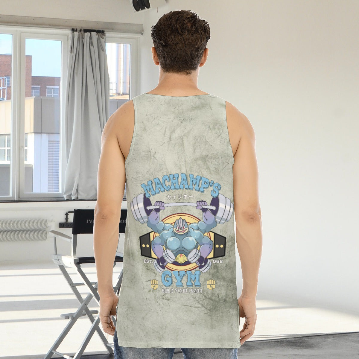 Machamp Gym Blue Blast Texture Fern Custom Tank Top