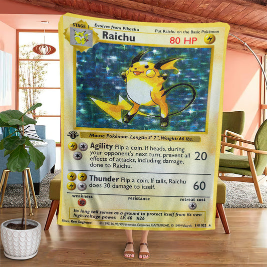 Raichu Card Custom 2-Side Printed Thicken Soft Blanket