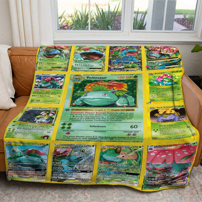 Anime Venusaur Custom 2-Side Printed Thicken Soft Blanket