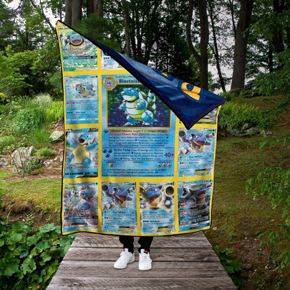 Anime Blastoise Cards Custom 2-Side Printed Thicken Soft Blanket