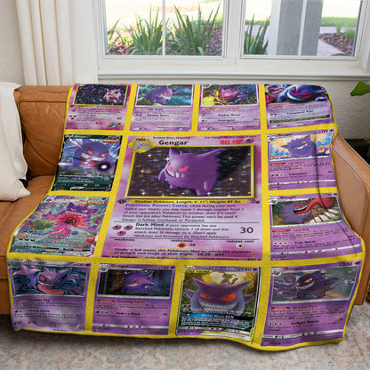 Anime Gengar Cards Custom 2-Side Printed Thicken Soft Blanket