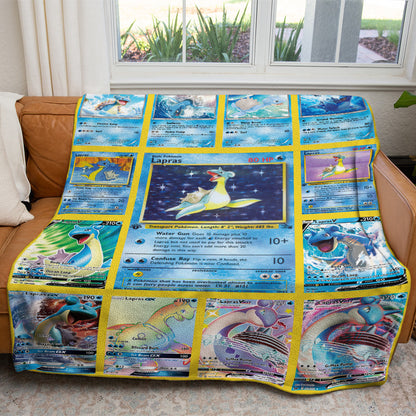 Anime Lapras Cards Custom 2-Side Printed Thicken Soft Blanket