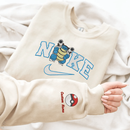 Embroidered PKM Blastoise Custom Hoodie T-Shirt Sweatshirt