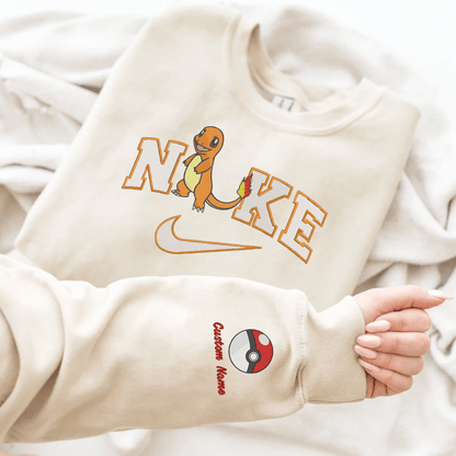 Embroidered PKM Charmander Custom Hoodie T-Shirt Sweatshirt