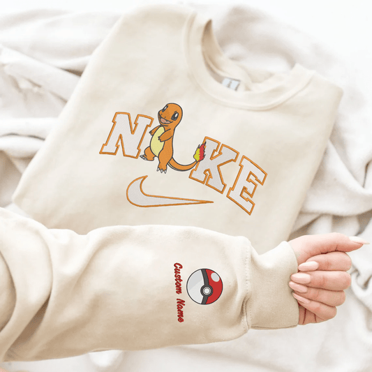 Embroidered PKM Charmander Custom Hoodie T-Shirt Sweatshirt