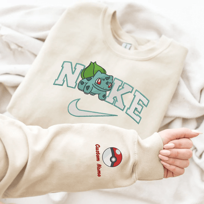 Embroidered PKM Bulbasaur Custom Hoodie T-Shirt Sweatshirt