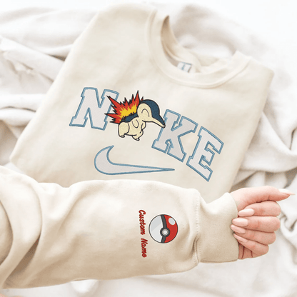 Embroidered PKM Cyndaquil Custom Hoodie T-Shirt Sweatshirt