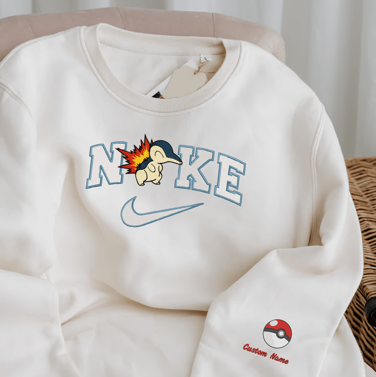 Embroidered PKM Cyndaquil Custom Hoodie T-Shirt Sweatshirt