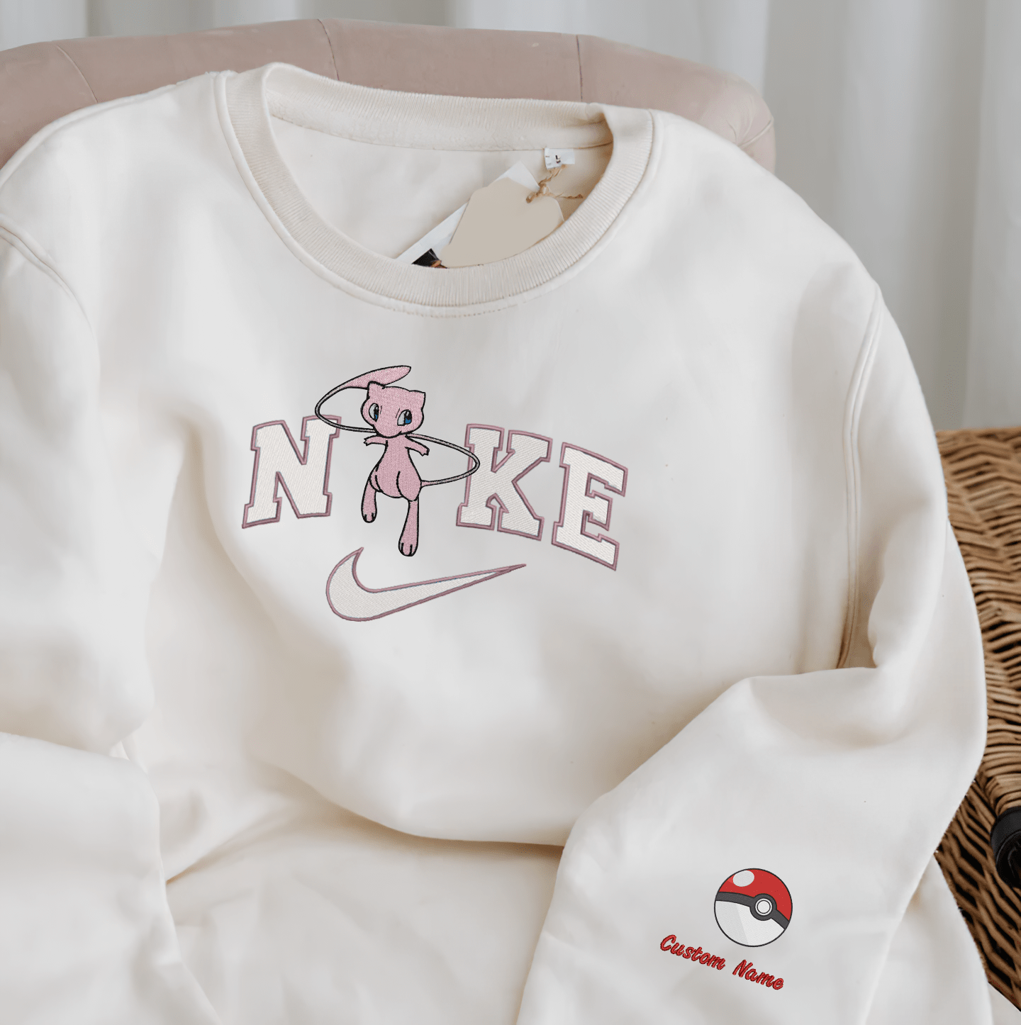 Embroidered PKM Mew Custom Hoodie T-Shirt Sweatshirt