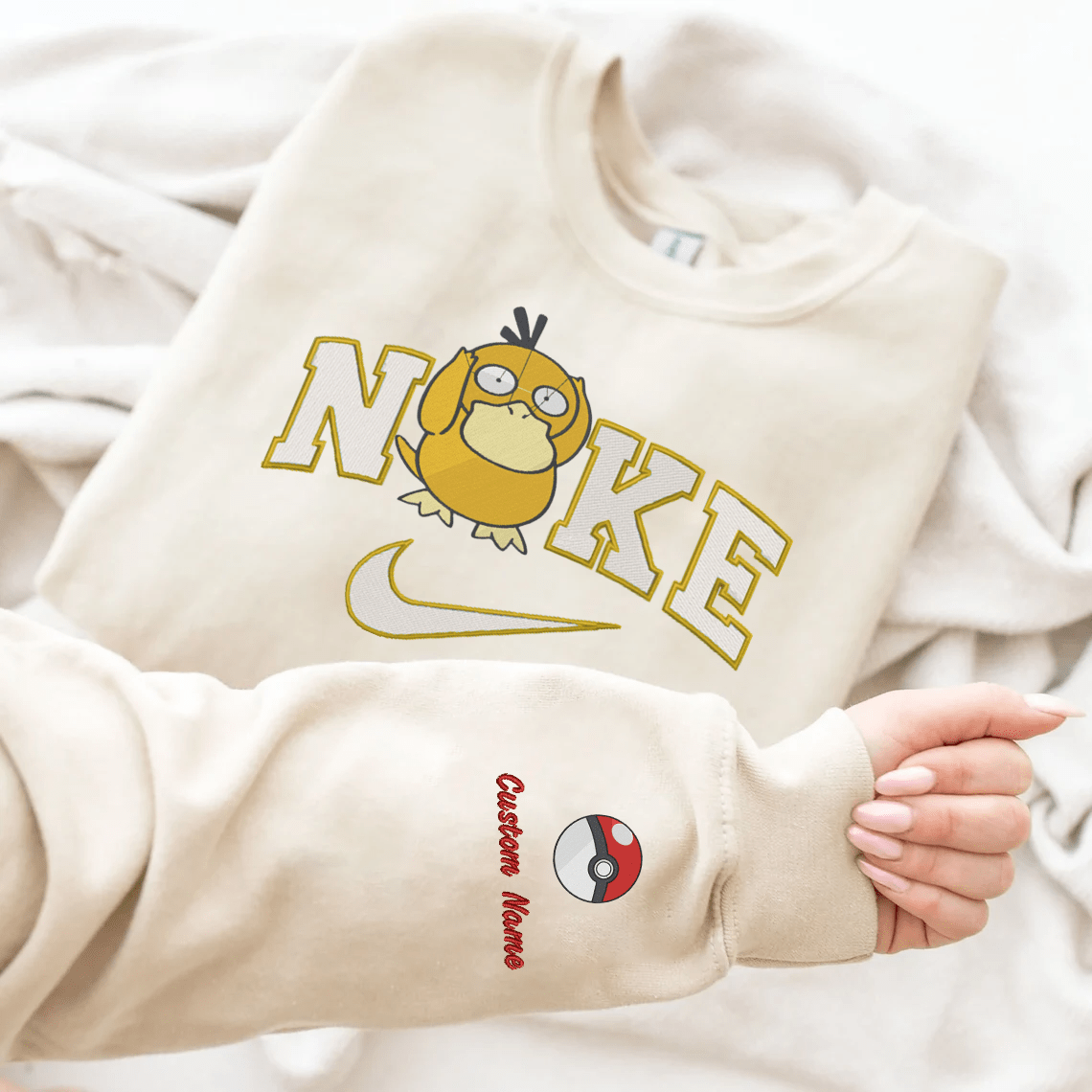 Embroidered PKM Psyduck Custom Hoodie T-Shirt Sweatshirt