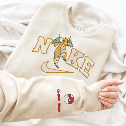 Embroidered PKM Dragonite Custom Hoodie T-Shirt Sweatshirt