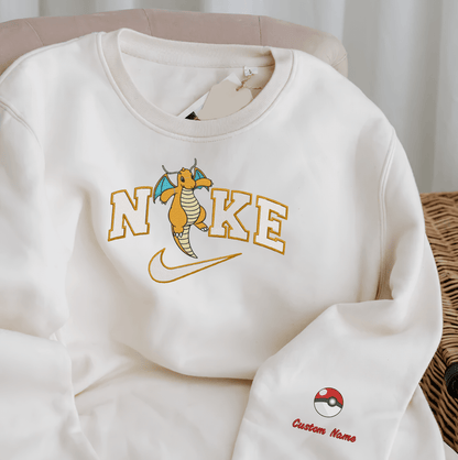 Embroidered PKM Dragonite Custom Hoodie T-Shirt Sweatshirt