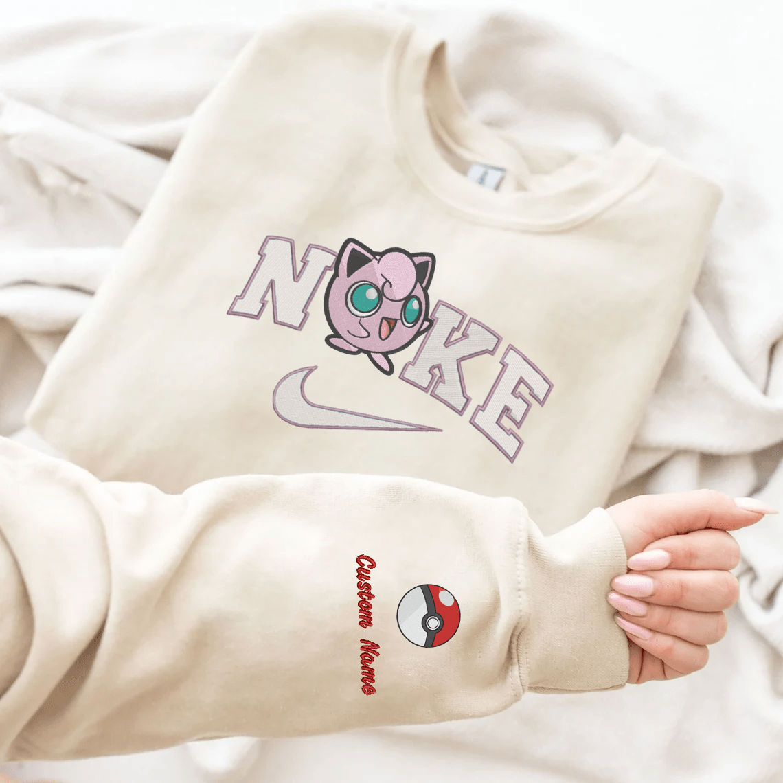 Embroidered PKM JigglyPuff Custom Hoodie T-Shirt Sweatshirt