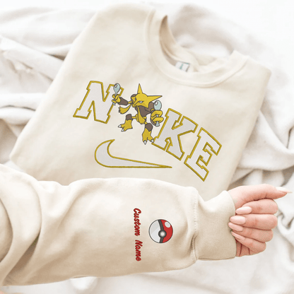 Embroidered PKM Alakazam Custom Hoodie T-Shirt Sweatshirt