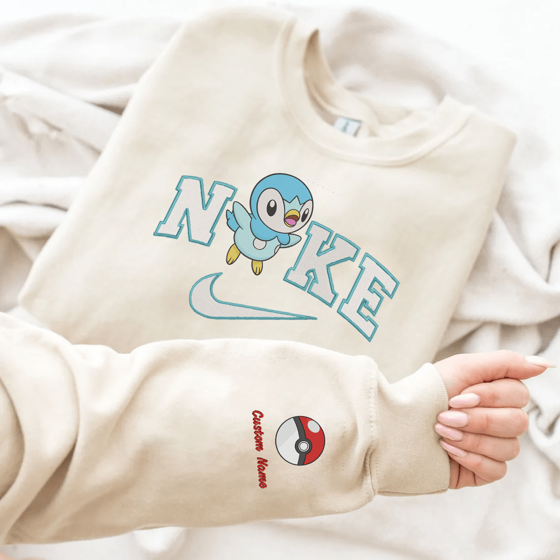 Embroidered PKM Piplup Custom Hoodie T-Shirt Sweatshirt