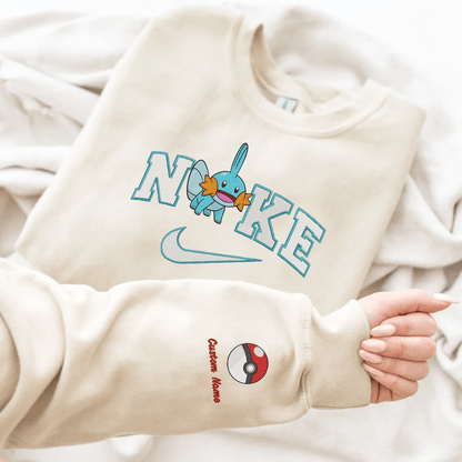 Embroidered PKM Mudkip Custom Hoodie T-Shirt Sweatshirt