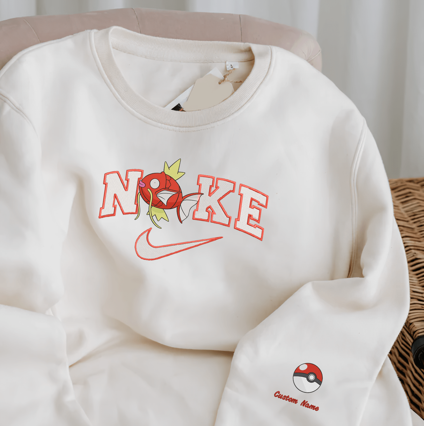 Embroidered PKM Magikarp Custom Hoodie T-Shirt Sweatshirt