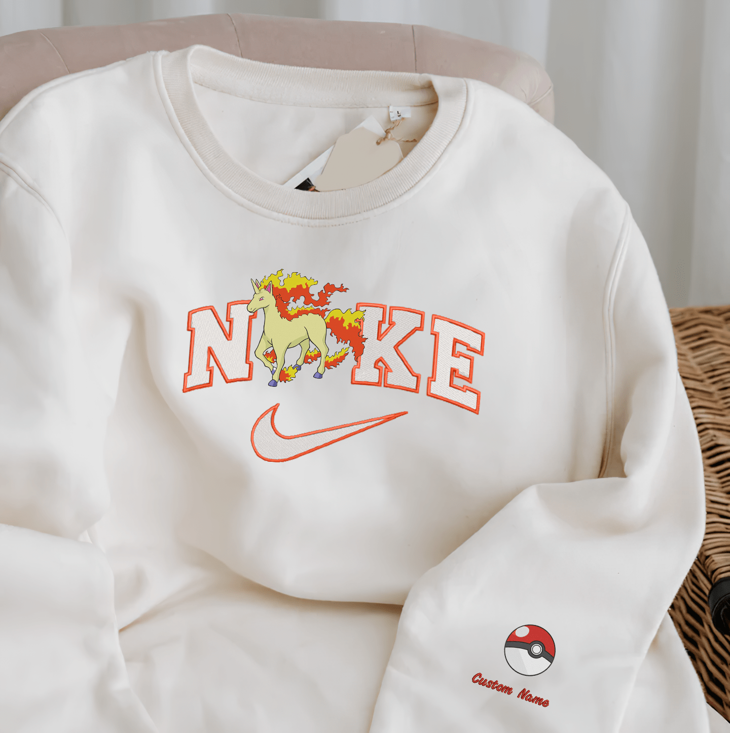 Embroidered PKM Rapidash Custom Hoodie T-Shirt Sweatshirt