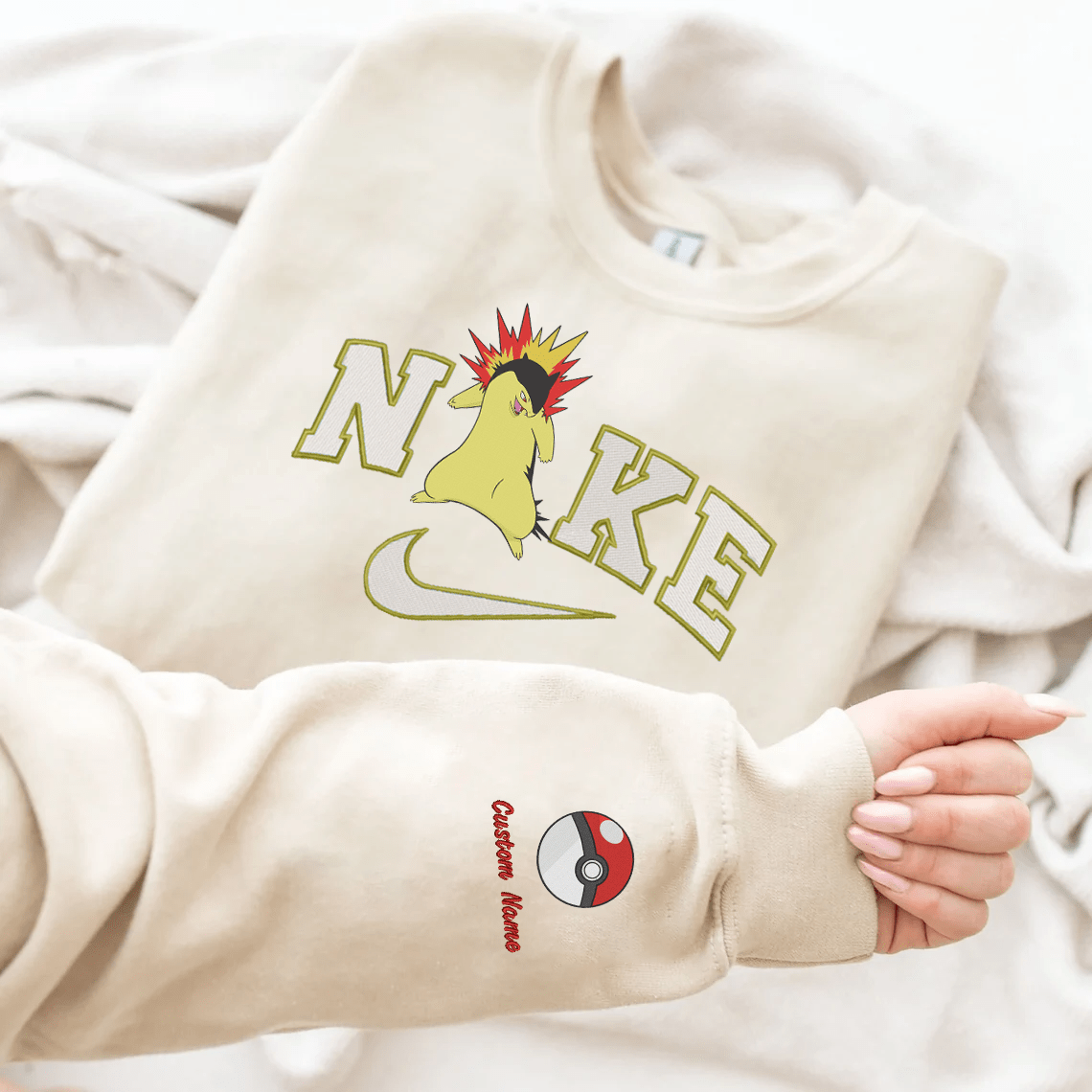 Embroidered PKM Typhlosion Custom Hoodie T-Shirt Sweatshirt