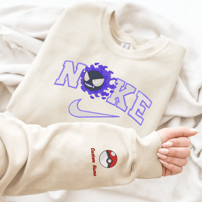 Embroidered PKM Gastly Custom Hoodie T-Shirt Sweatshirt