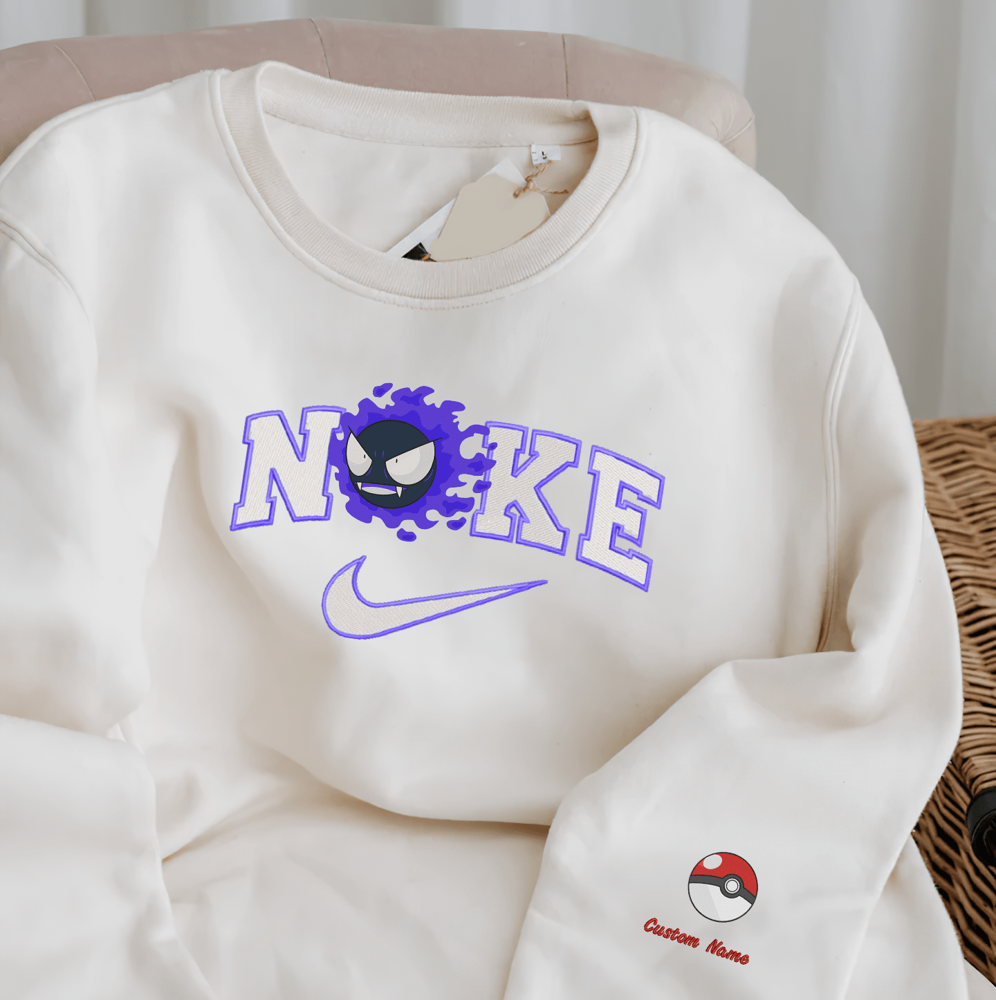 Embroidered PKM Gastly Custom Hoodie T-Shirt Sweatshirt