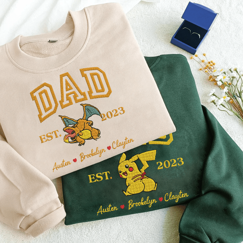 Personalized Embroidered PKM DAD Custom Hoodie T-Shirt Sweatshirt